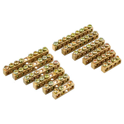 Tin-Plated Copper Ground Bar 5 7 13-Hole M6/M8 PCB Screw Terminal